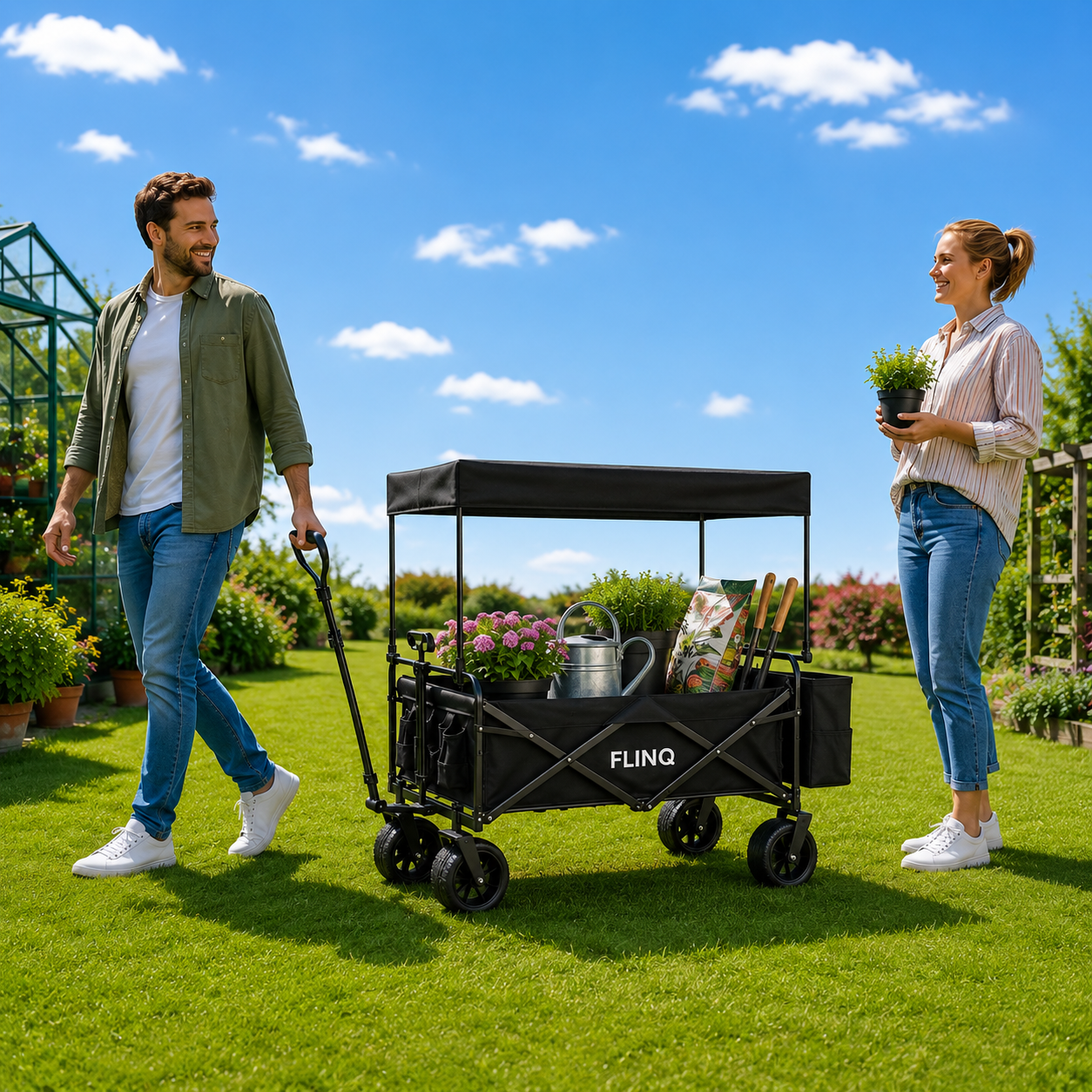 Chariot pliable tout terrain avec auvent 130 kg - 100 litres (Copie)