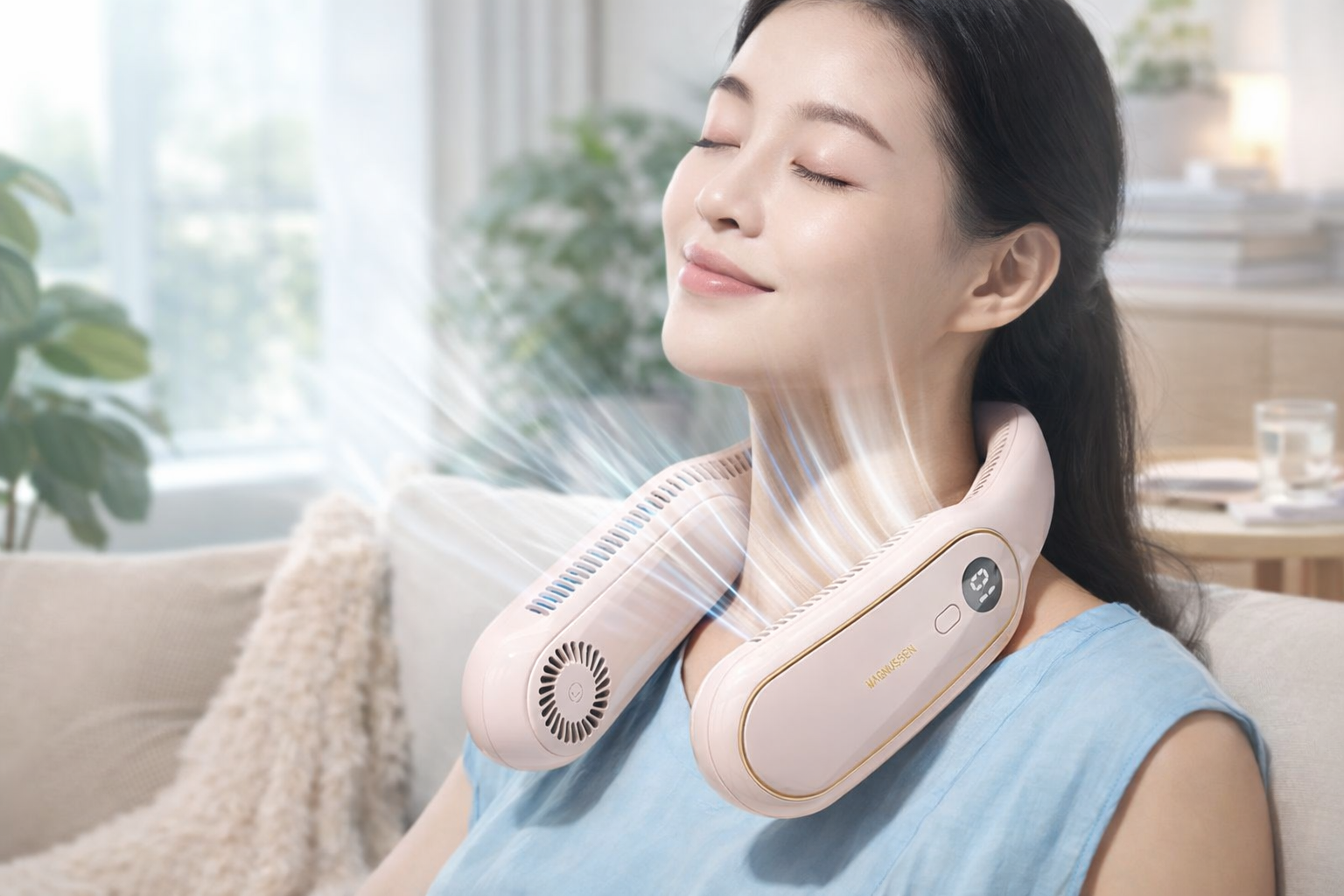 Ventilateur de cou portable rose