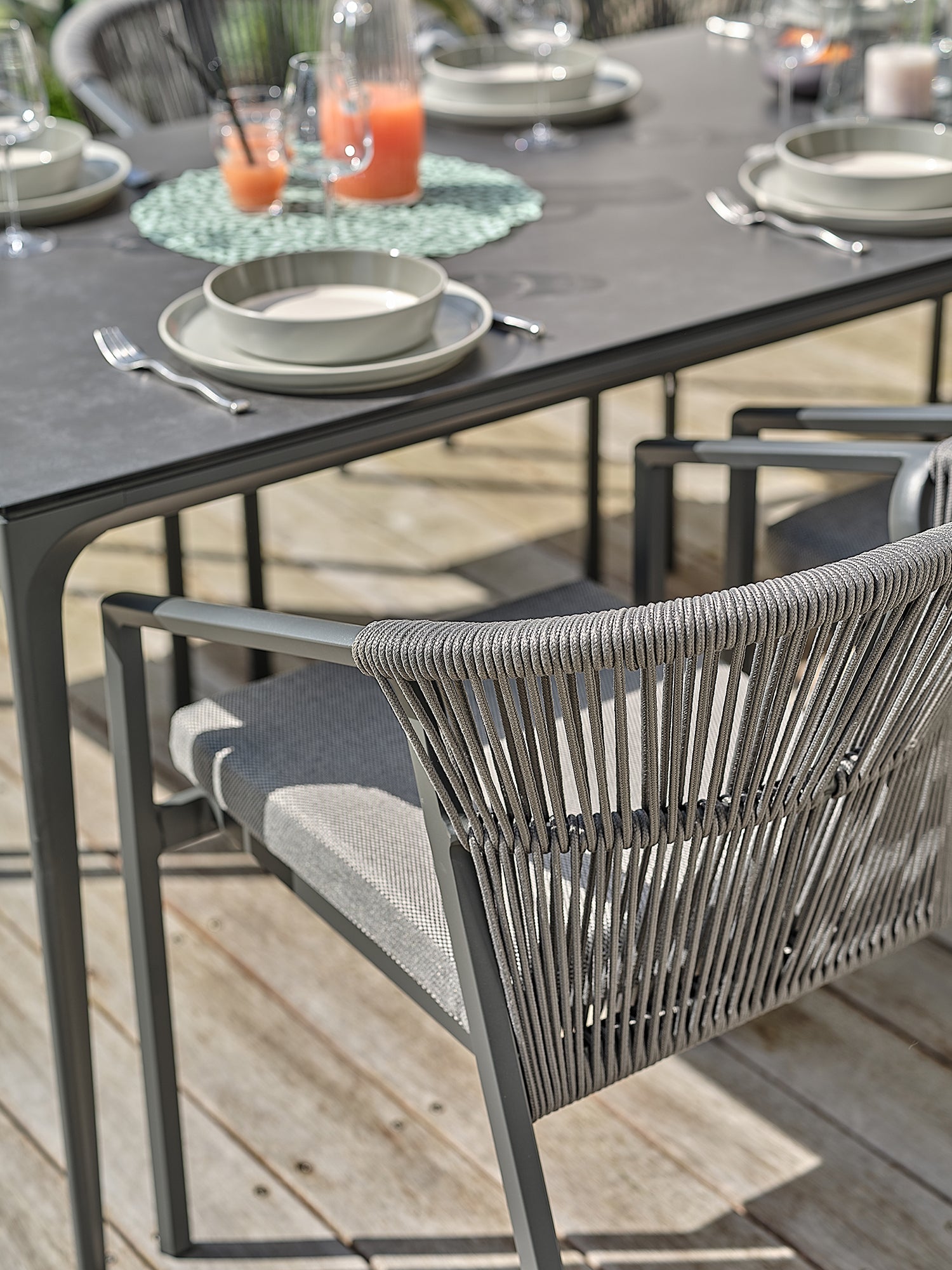 Lot de 2 Fauteuils de jardin GAMBI - GRIS ANTHRACITE