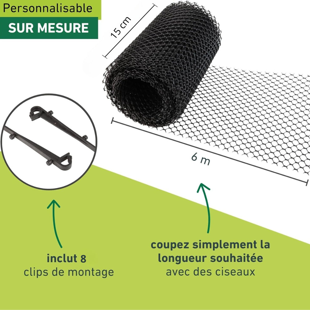 Grillage de Protection en Mailles Fines pour Gouttière 15cm x 6M