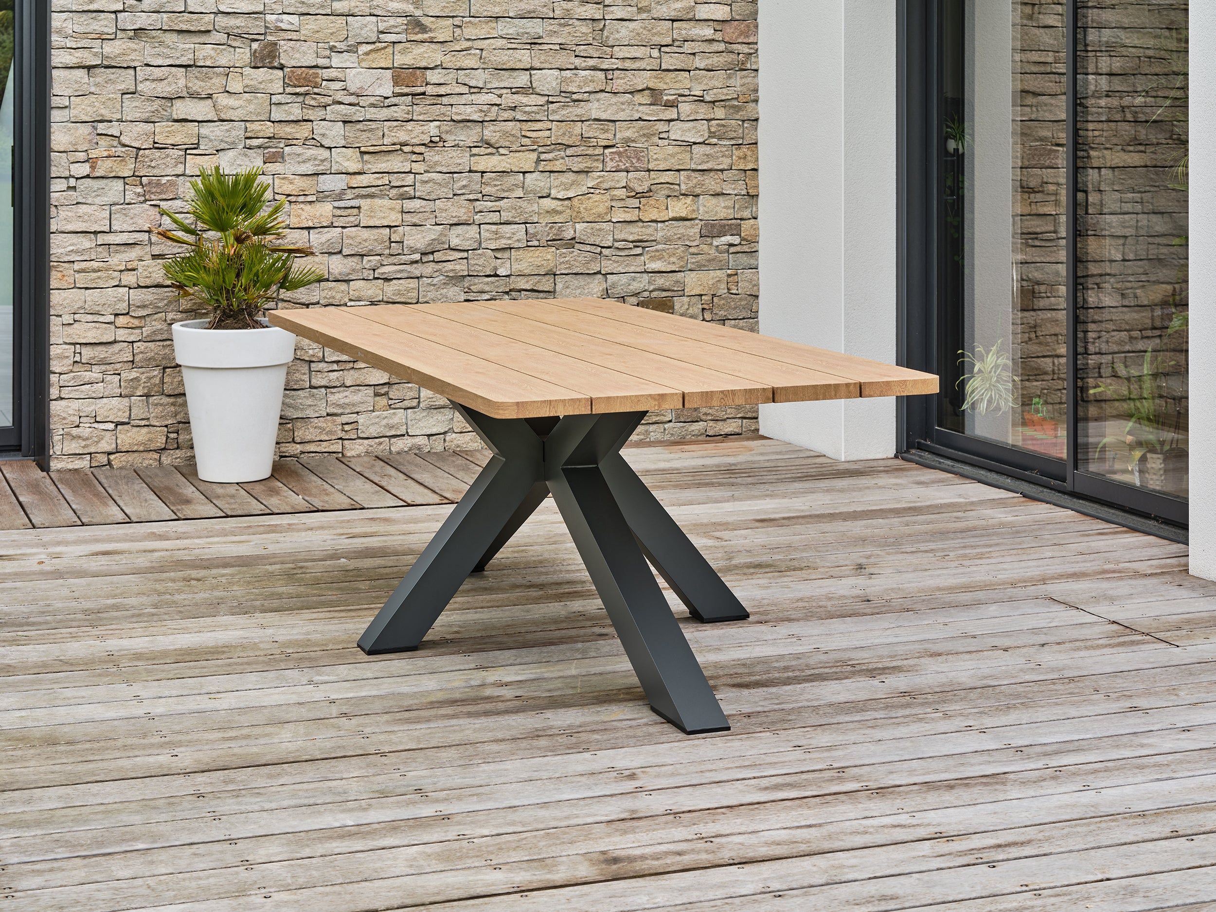 Table de jardin aluminium Kelia 8 personnes - Gris anthracite 220 cm