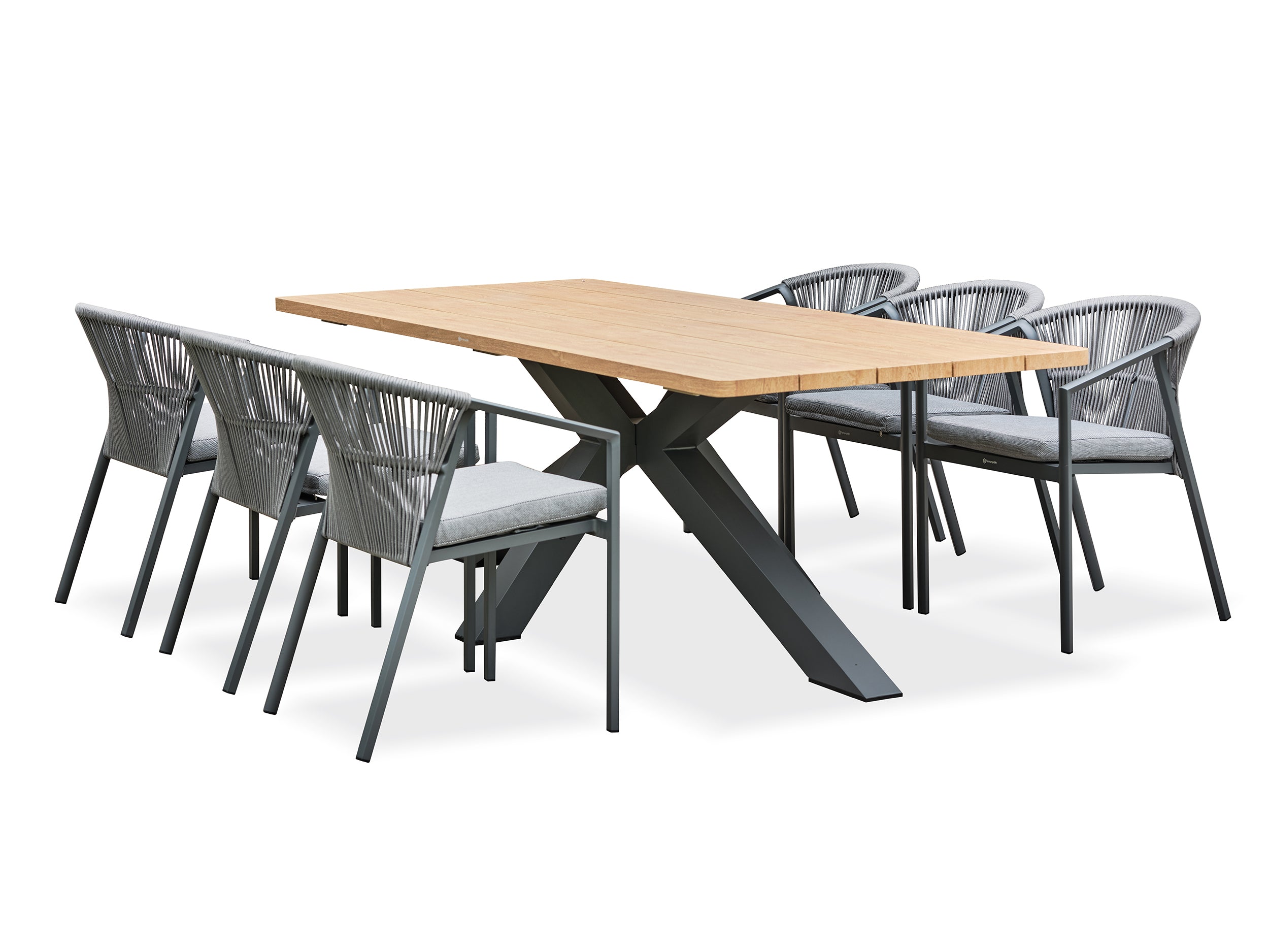 Ensemble repas de jardin Kelia 6 places - Gris anthracite 220 cm