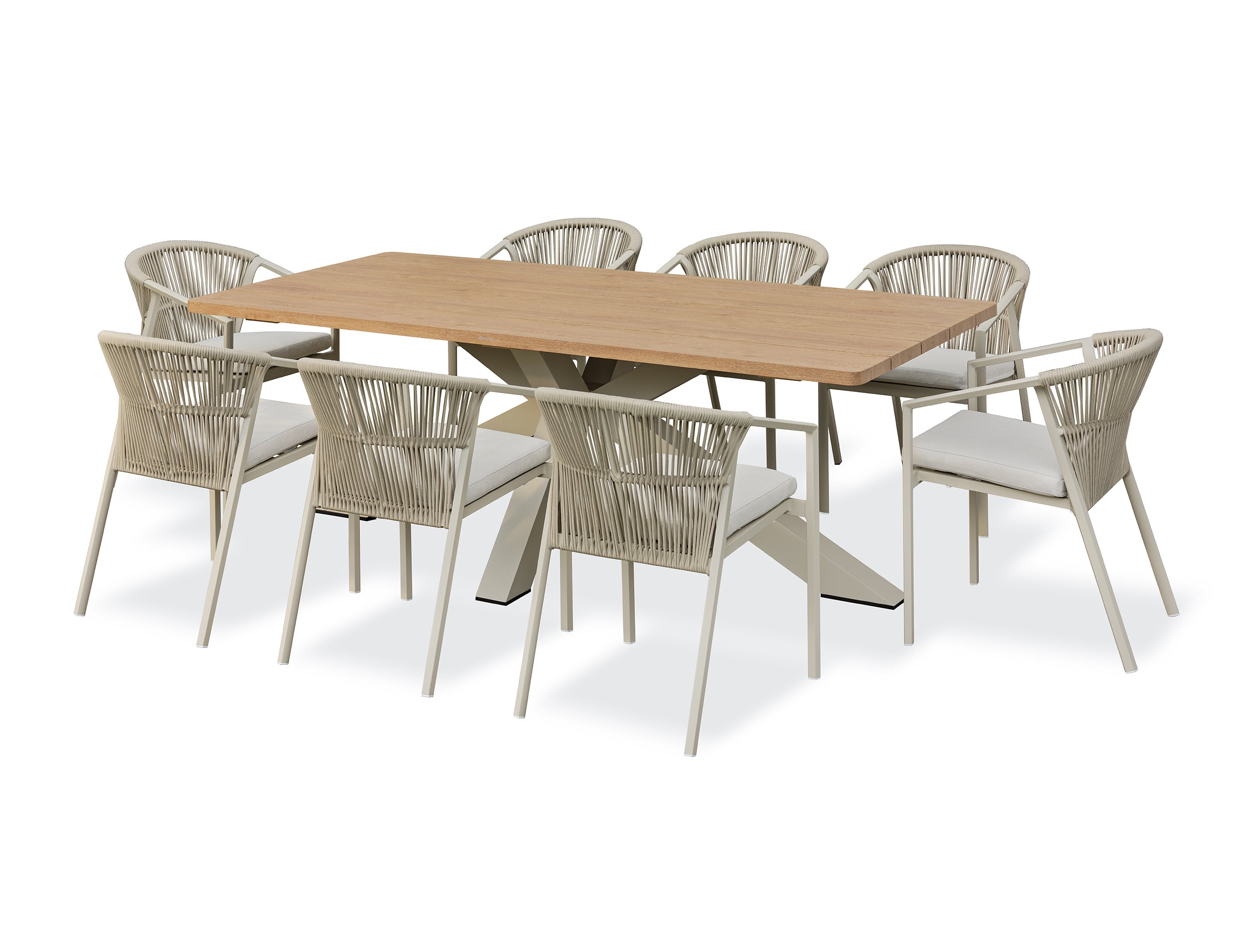 Ensemble repas de jardin Kelia 8 places - Grège 220 cm