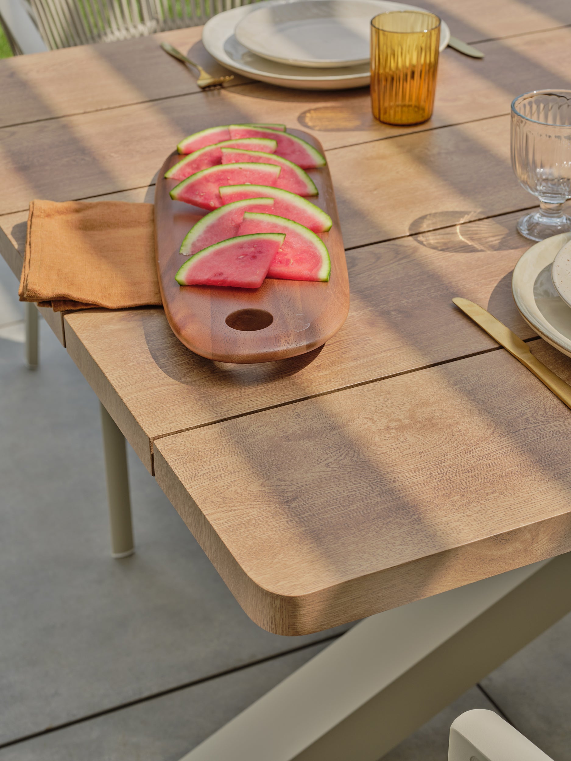 Ensemble repas de jardin Kelia 8 places - Grège 220 cm