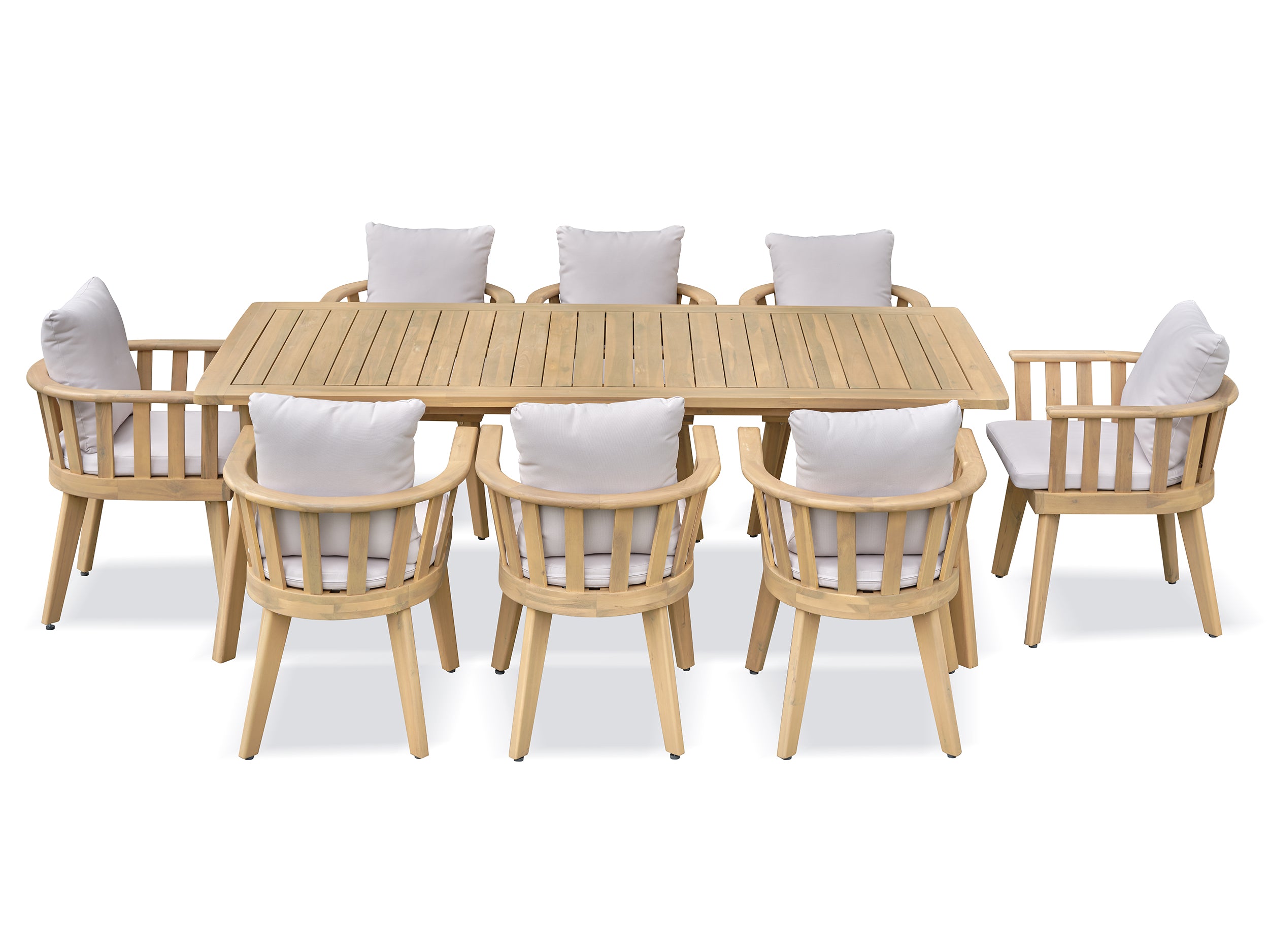 Ensemble repas de jardin en acacia massif Liso 8 places - Acacia 220 cm