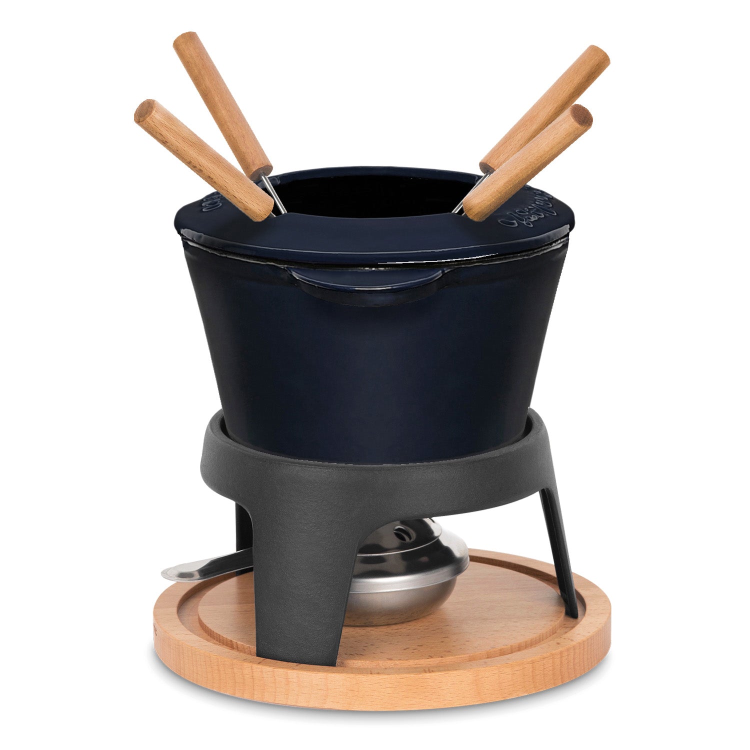 Service à fondue en fonte pour 4 personnes - Bleu