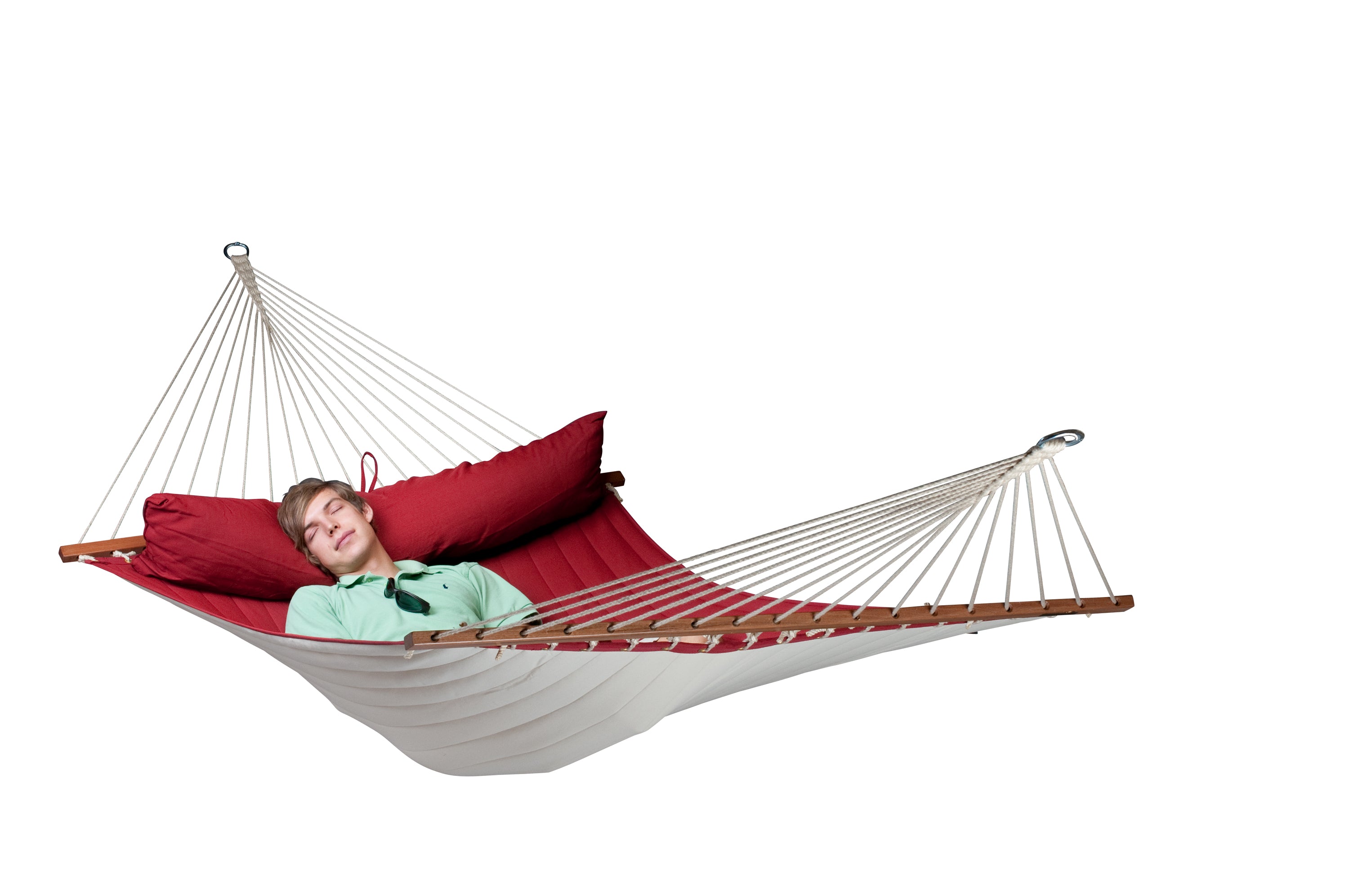 Hamac à barres Kingsize double matelassé avec coussin - La Siesta Alabama Red Pepper