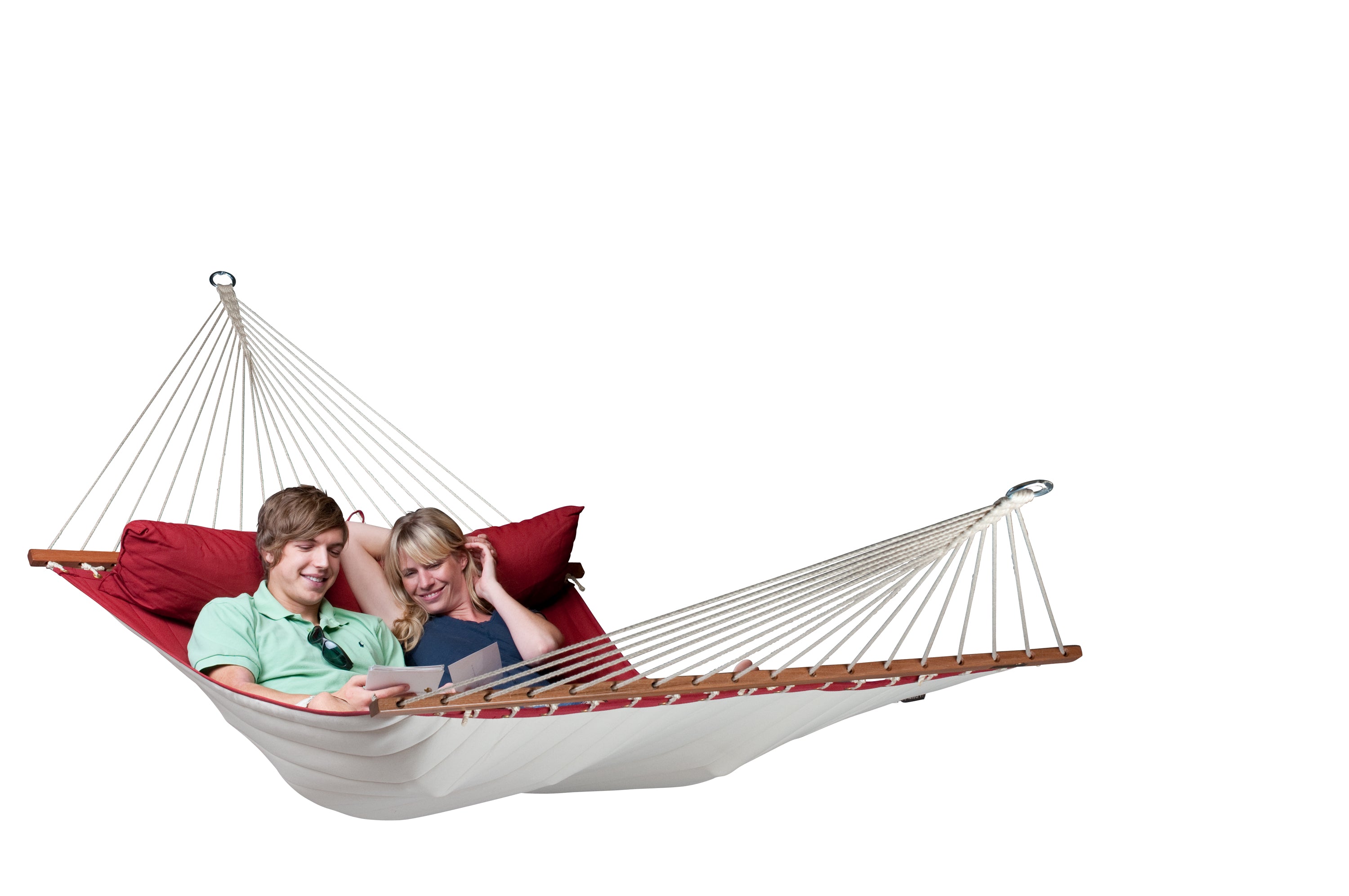 Hamac à barres Kingsize double matelassé avec coussin - La Siesta Alabama Red Pepper