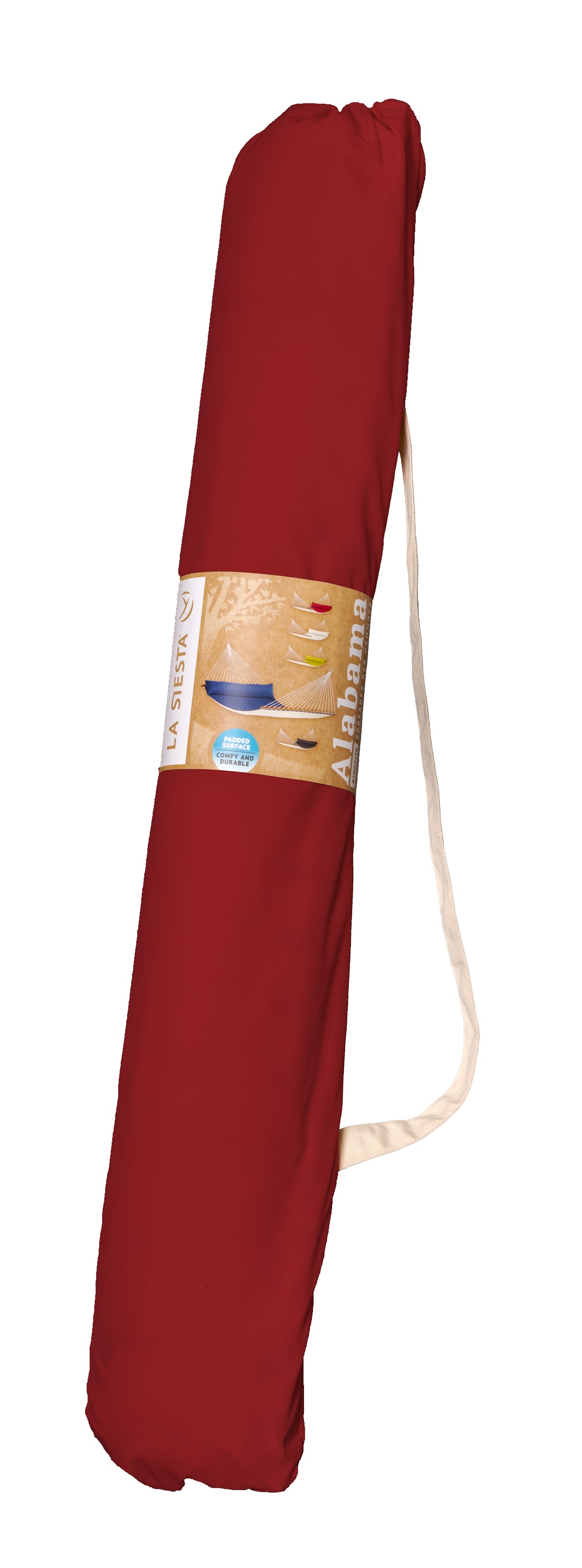 Hamac à barres Kingsize double matelassé avec coussin - La Siesta Alabama Red Pepper