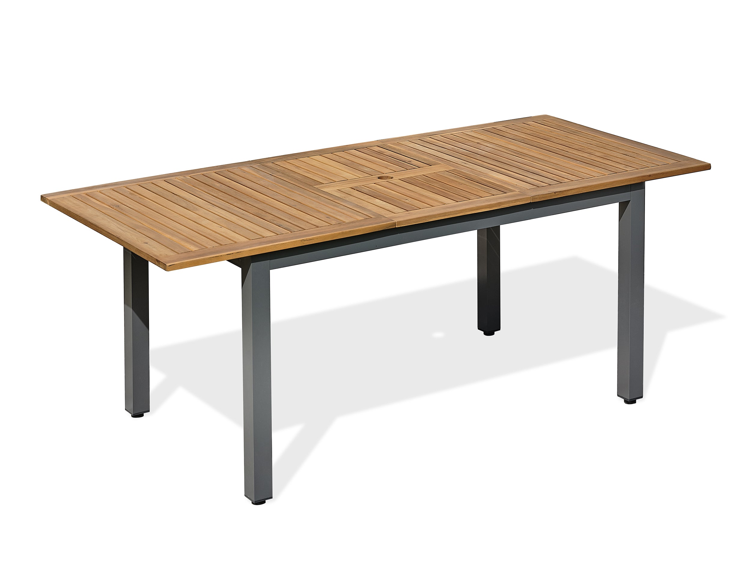 Table de jardin extensible en acacia massif ORSINO - alu anthracite 150 à 200 cm