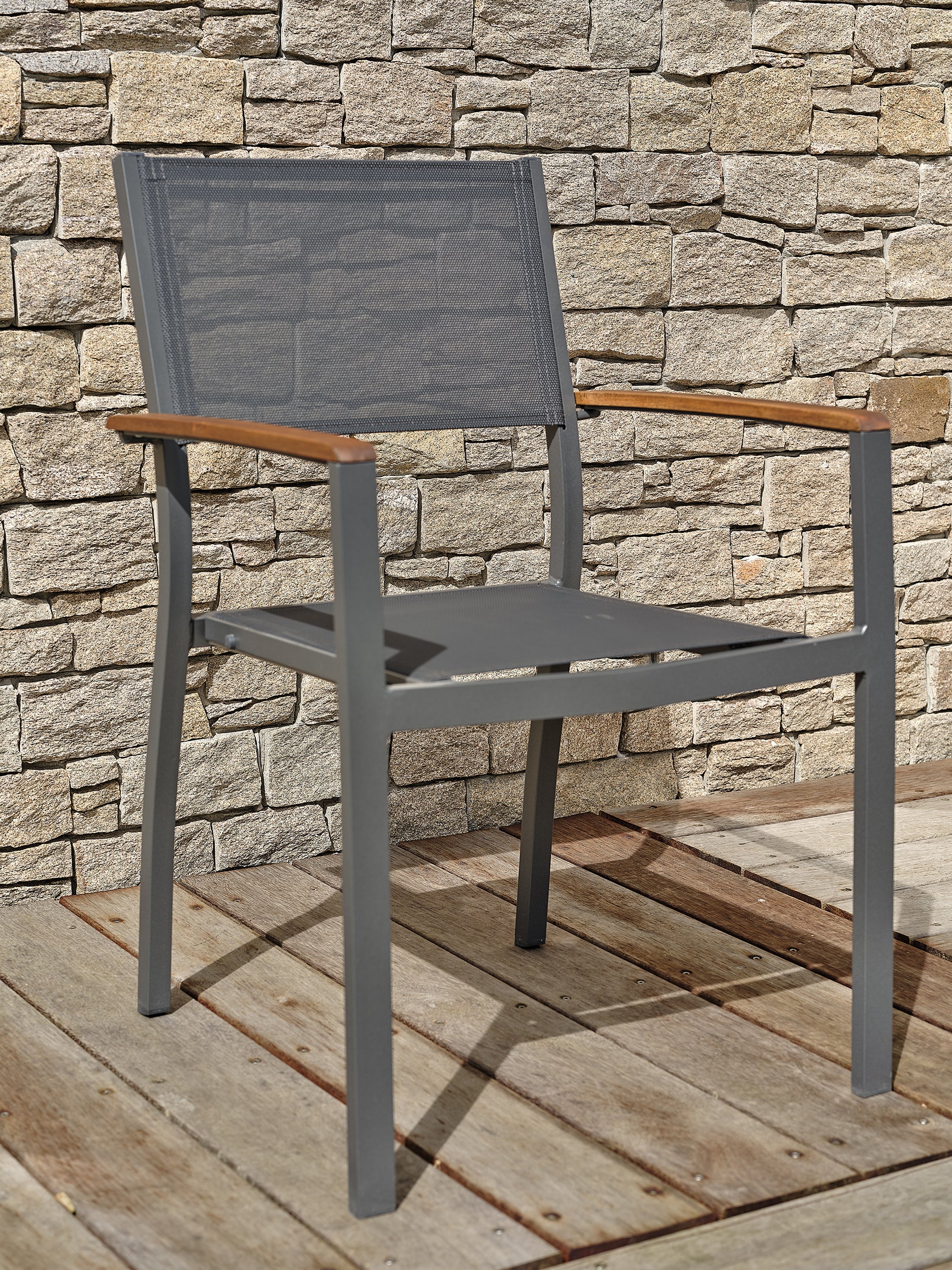 Ensemble repas extensible de jardin en acacia massif Orsino 8 place - 150 à 200 cm