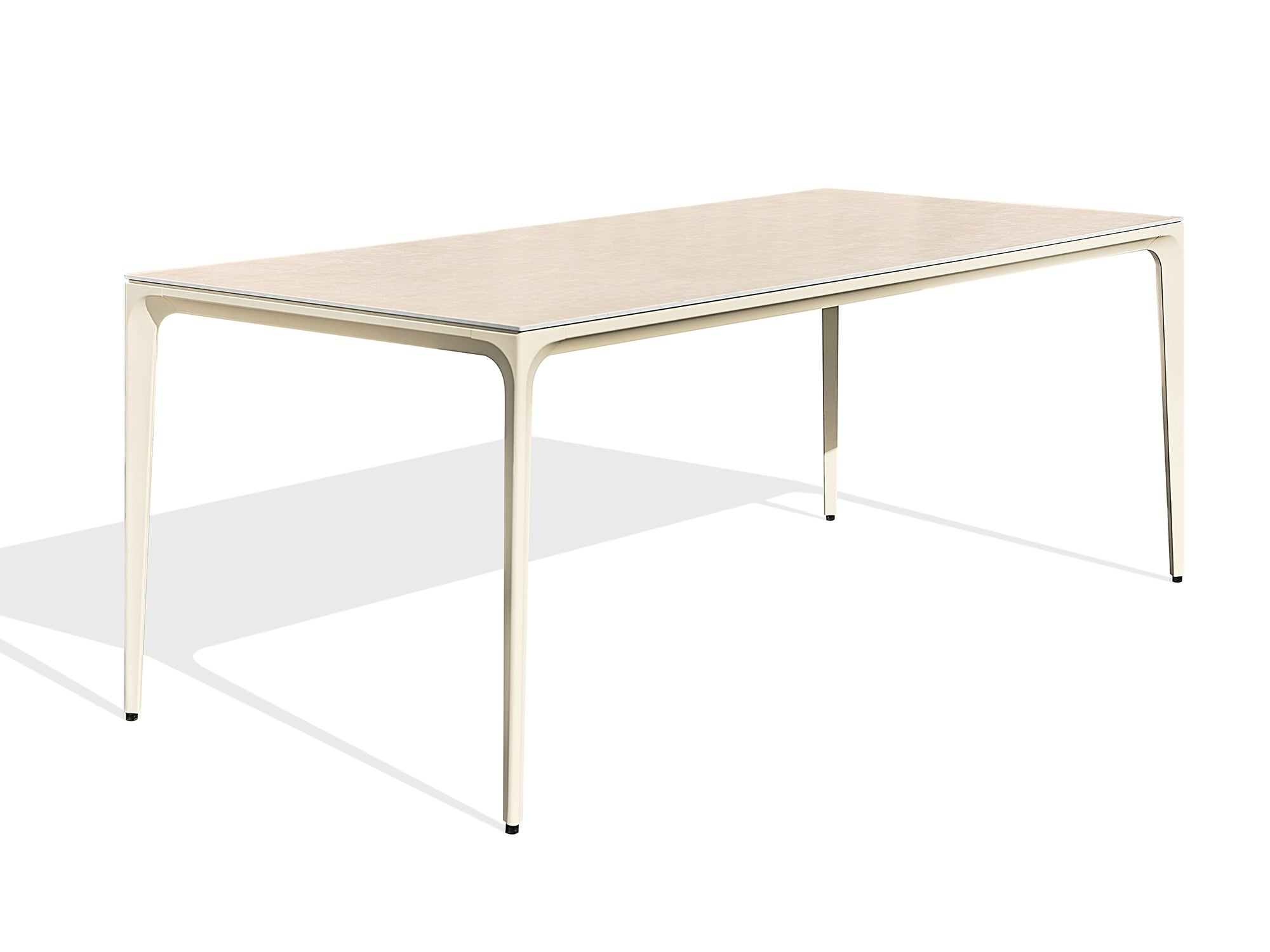 Table de jardin aluminium TIGUA avec plateau en céramique sur verre 8 places - Grège 200 x 90 cm