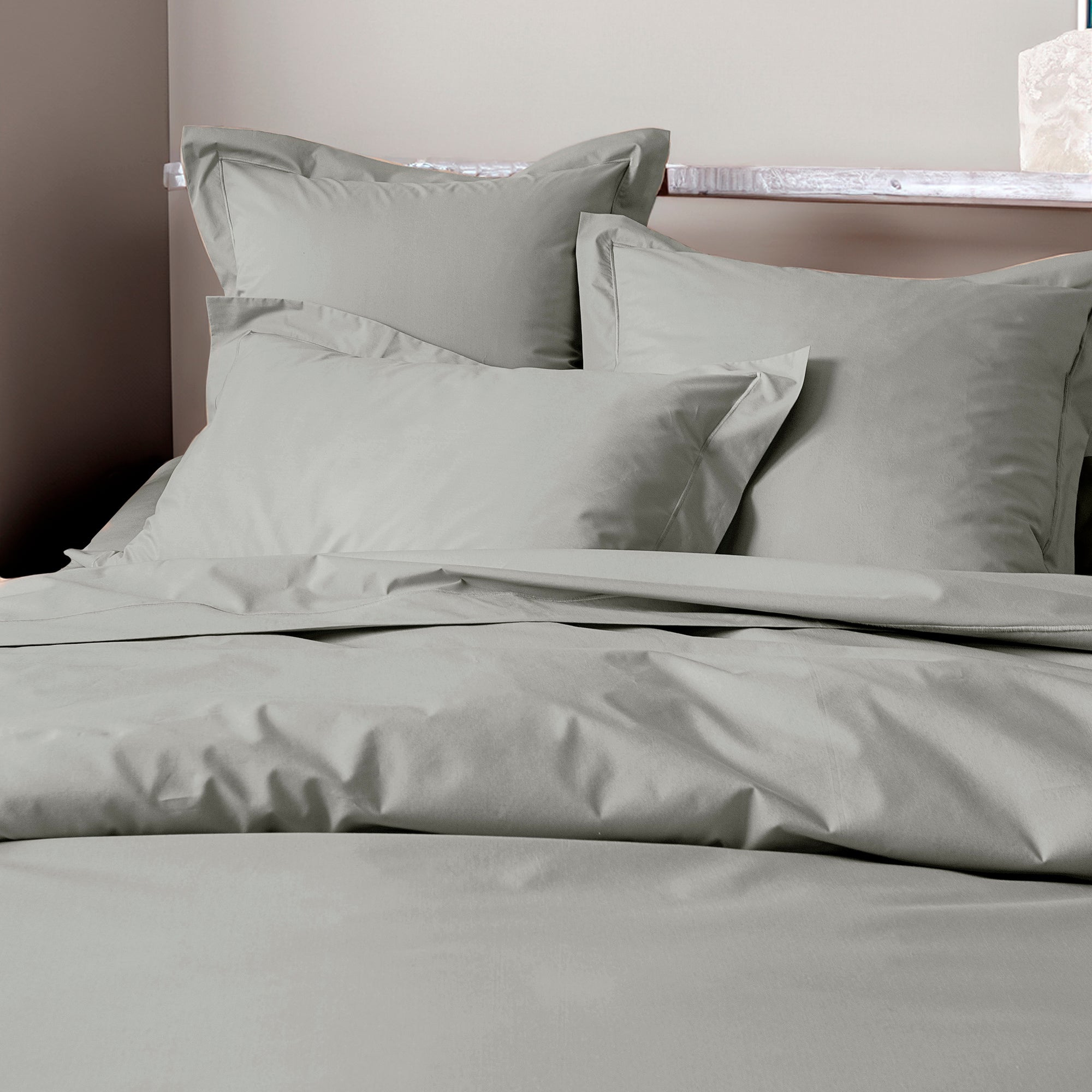 Taie d'oreiller Percale 65 x 65 cm  Pur Coton Peigné Longues Fibres 80 Fils/cm² Ardoise