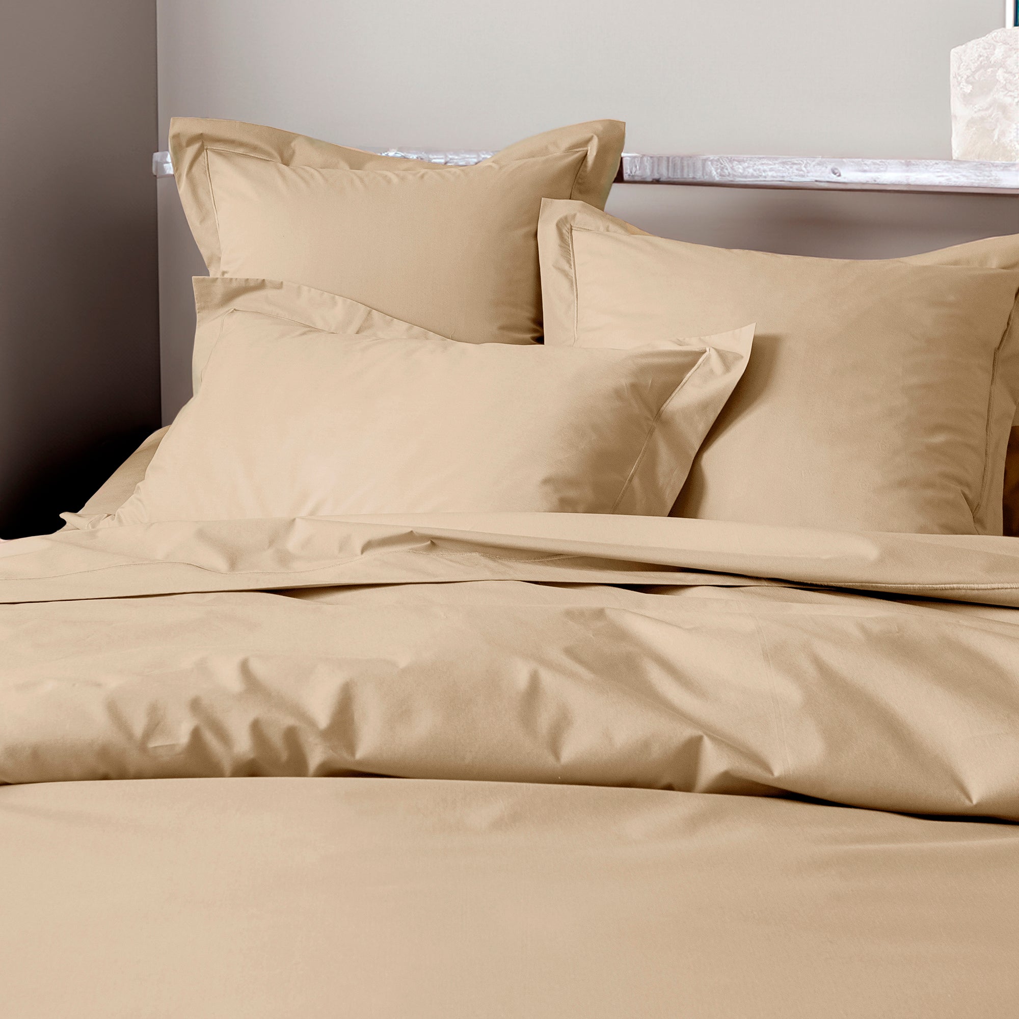 Taie d'oreiller Percale 65 x 65 cm  Pur Coton Peigné Longues Fibres 80 Fils/cm² Lin