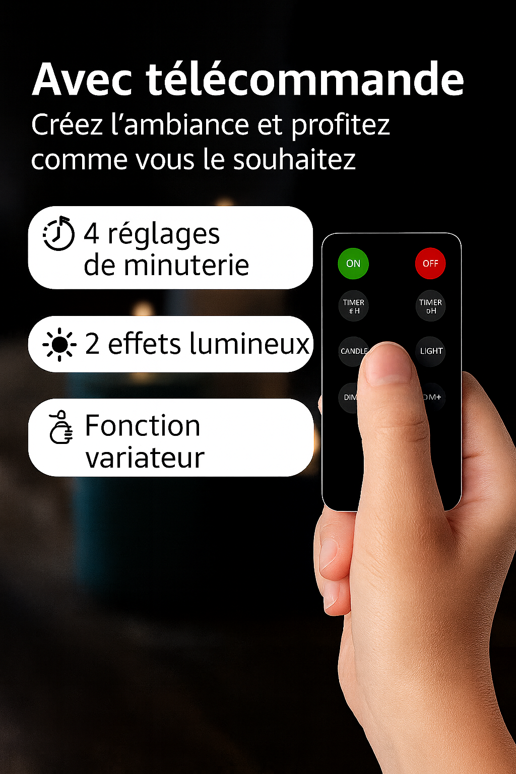 FlinQ - Ensemble de 3 bougies LED rechargeables à flamme vacillante - Télécommande incluse - Neutres chaudes
