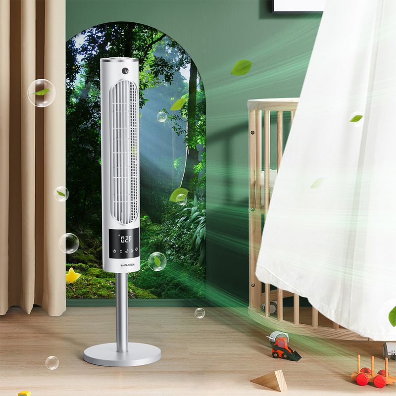 Ventilateur colonne portable blanc