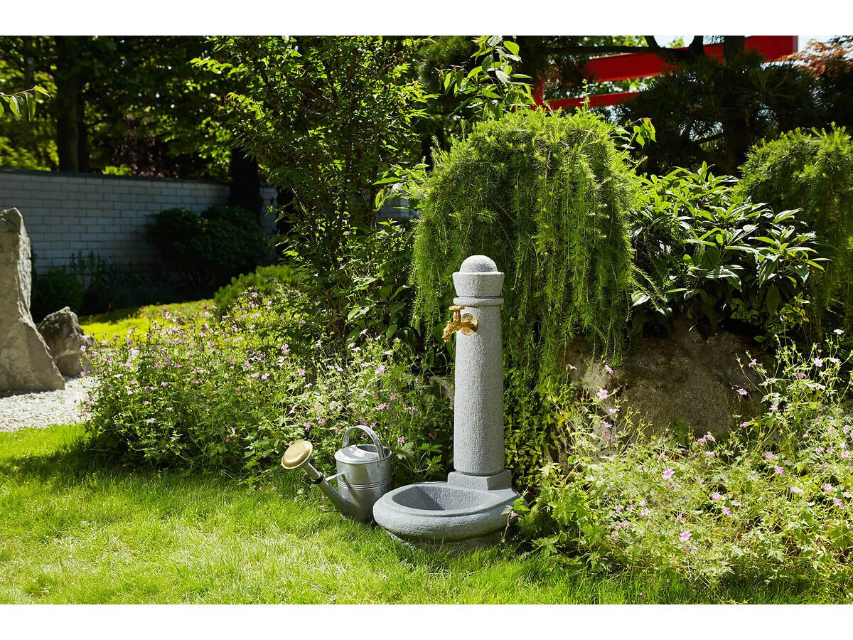 Fontaine de jardin Venezia gris clair - Robinet nostalgie - Grande vasque