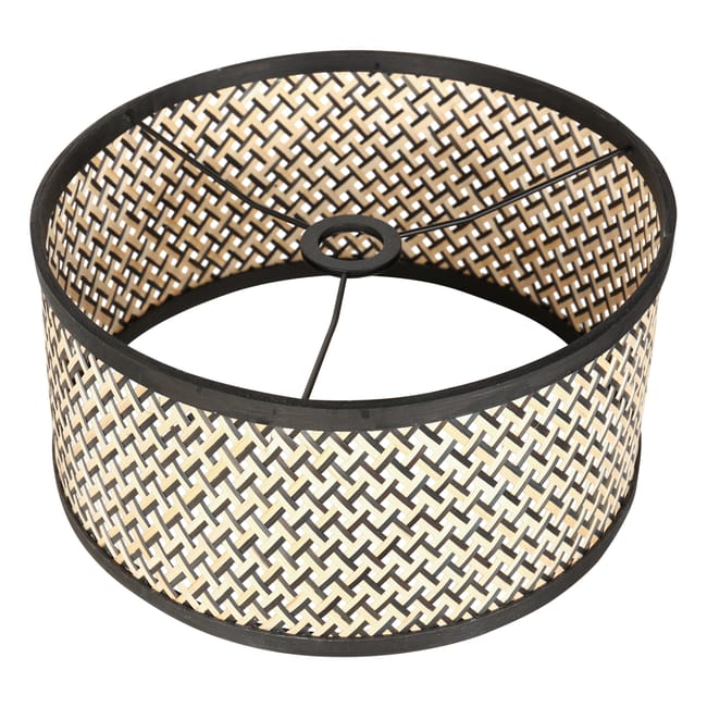 Lampe de table base en bois  avec abat-jour en bambou clair/noir