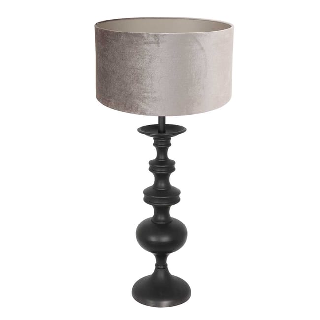Lampe de table noire avec abat-jour en velours gris - Lyons