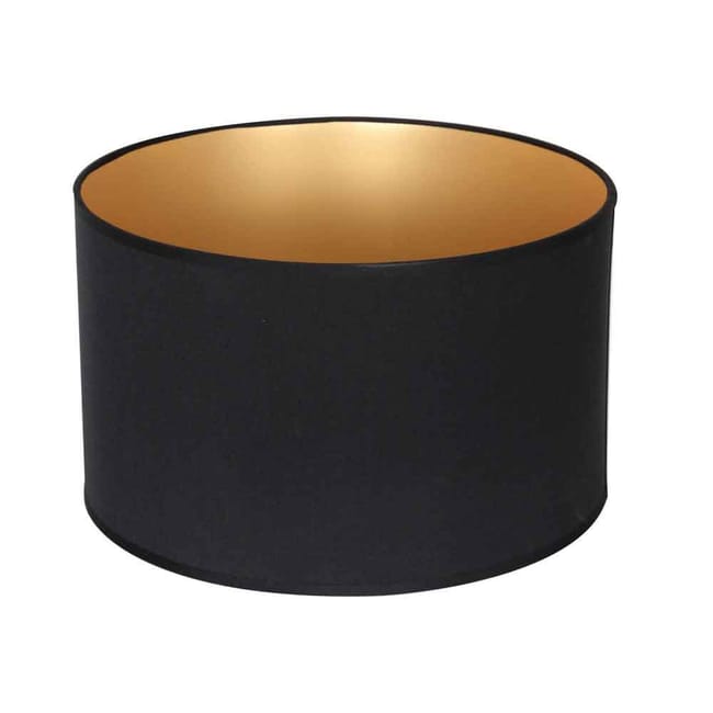 Lampe de table avec abat-jour en lin noir et doré - Lyons