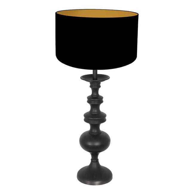 Lampe de table avec abat-jour en lin noir et doré - Lyons