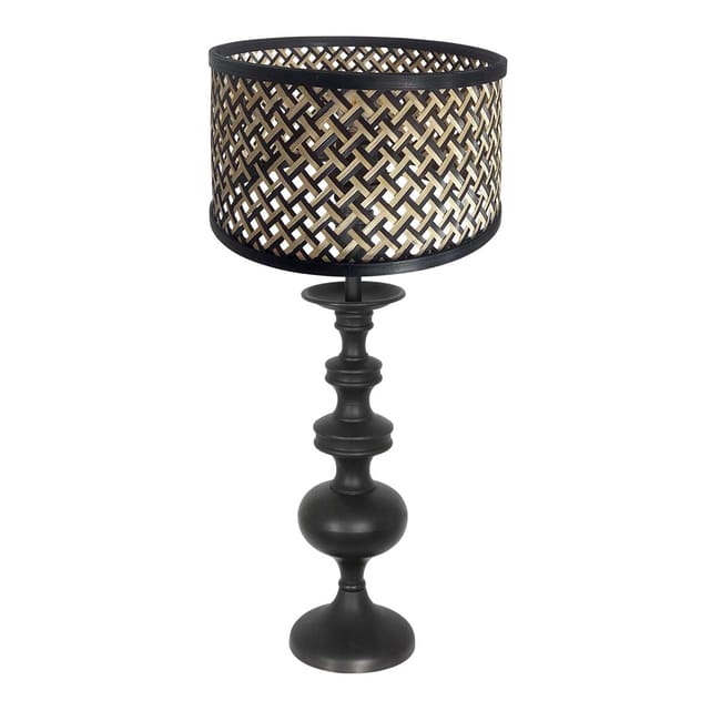 Lampe de table avec abat-jour en bambou naturel noir - Lyons