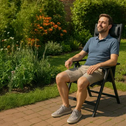 Lot de 2 fauteuils de jardin pliants avec dossier haut et coussin
