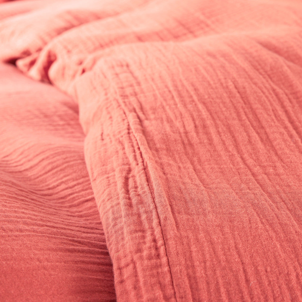 Pack 4 Pièces Housse de couette 260 x 240 cm - Gaze de Coton - Blush