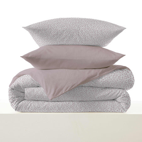 Pack Complet Housse de couette  Imprimé 140 x 200 cm - Drap housse 90 x 190 cm - 100% coton / 57 fils/cm² - DIANA BLUSH