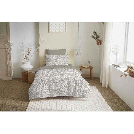 Pack Complet Housse de couette  Imprimé 140 x 200 cm - Drap housse 90 x 190 cm - 100% coton / 57 fils/cm² - FIRA NATUREL
