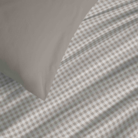 Pack Complet Housse de couette  Imprimé 140 x 200 cm - Drap housse 90 x 190 cm - 100% coton / 57 fils/cm² - GABRIELLE NATUREL