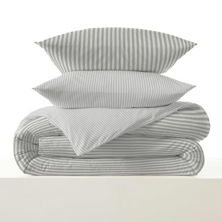 Pack Complet Housse de couette Imprimé 220 x 240 cm - Drap housse 140 x 190 cm - 100% coton / 57 fils/cm²- PALERME EUCALYPTUS