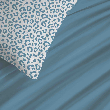 Pack Complet Housse de couette Imprimé 220 x 240 cm - Drap housse 160 x 200 cm - 100% coton / 57 fils/cm² - DIANA BLEU