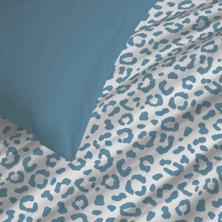 Pack Complet Housse de couette Imprimé 240 x 260 cm - Drap housse 180 x 200 cm King Size - 100% coton / 57 fils/cm²- DIANA BLEU