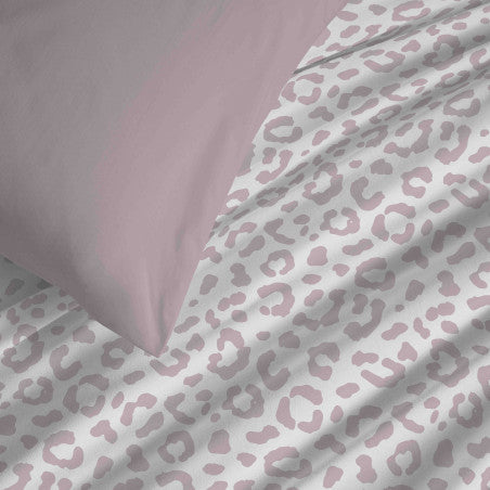 Pack Complet Housse de couette Imprimé 240 x 260 cm - Drap housse 180 x 200 cm King Size - 100% coton / 57 fils/cm²- DIANA BLUSH