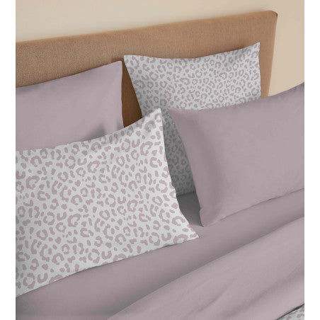 Pack Complet Housse de couette Imprimé 240 x 260 cm - Drap housse 180 x 200 cm King Size - 100% coton / 57 fils/cm²- DIANA BLUSH