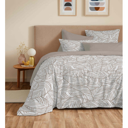 Pack Complet Housse de couette Imprimé 240 x 260 cm - Drap housse 180 x 200 cm King Size - 100% coton / 57 fils/cm²- FIRA NATUREL