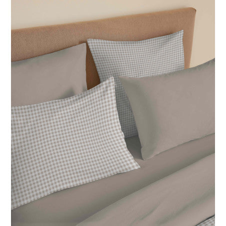 Pack Complet Housse de couette Imprimé 240 x 260 cm - Drap housse 180 x 200 cm King Size - 100% coton / 57 fils/cm²- GABRIELLE NATUREL