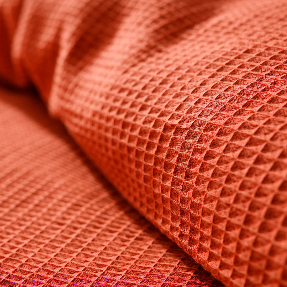 Pack 2 Pièces Housse de couette 140x200cm + 1 taie d'oreiller 65X65cm - nid d'abeille - Terracotta