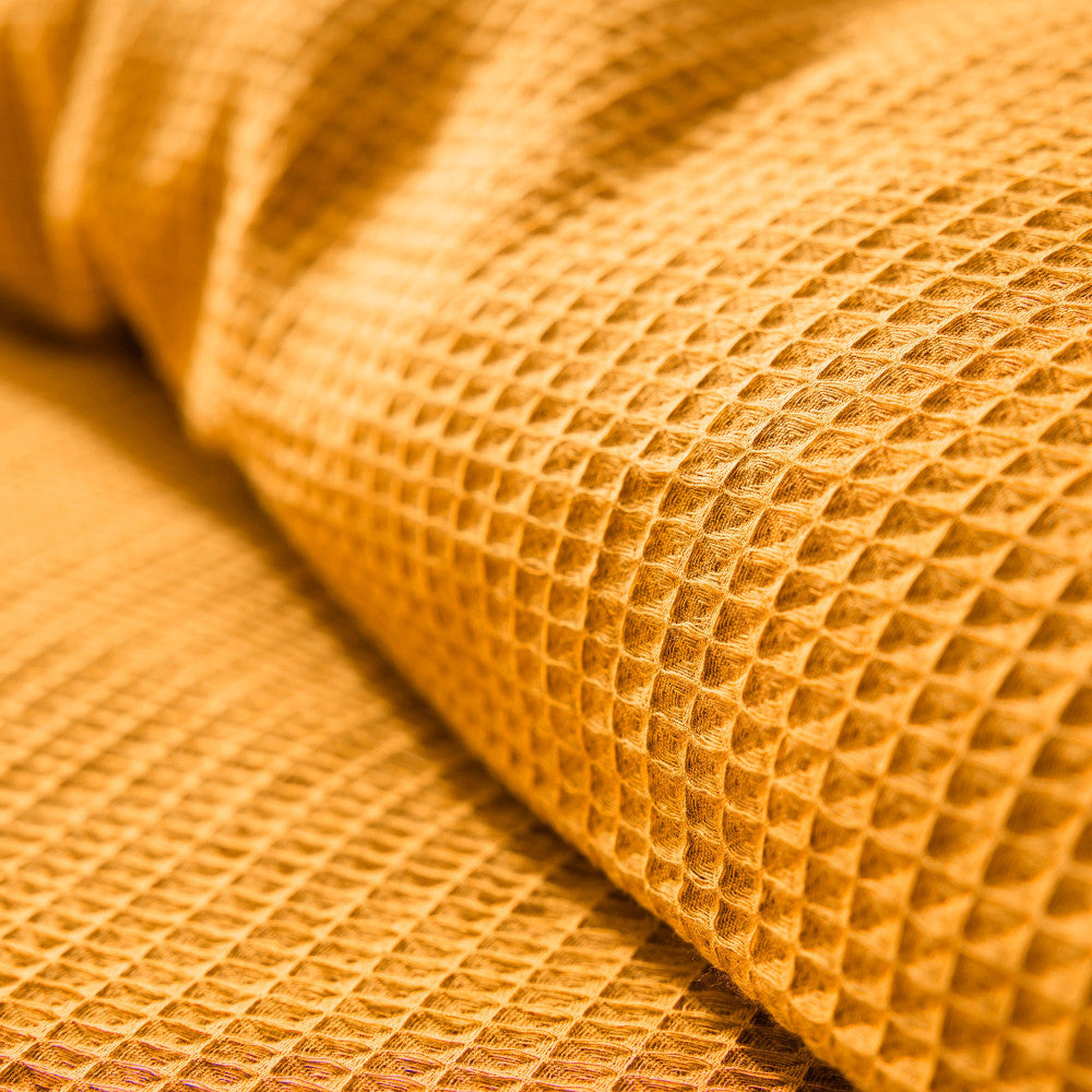 Pack 2 Pièces Housse de couette 140x200cm + 1 taie d'oreiller 65X65cm - nid d'abeille - Curry