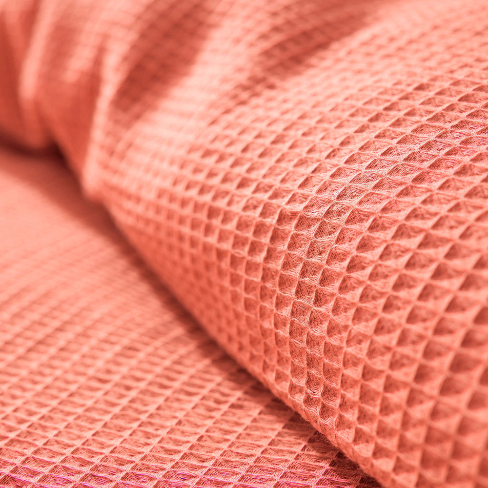 Pack 3 Pièces Housse de couette 260x240cm + 2 taies d'oreiller 65X65cm nid d'abeille - Blush
