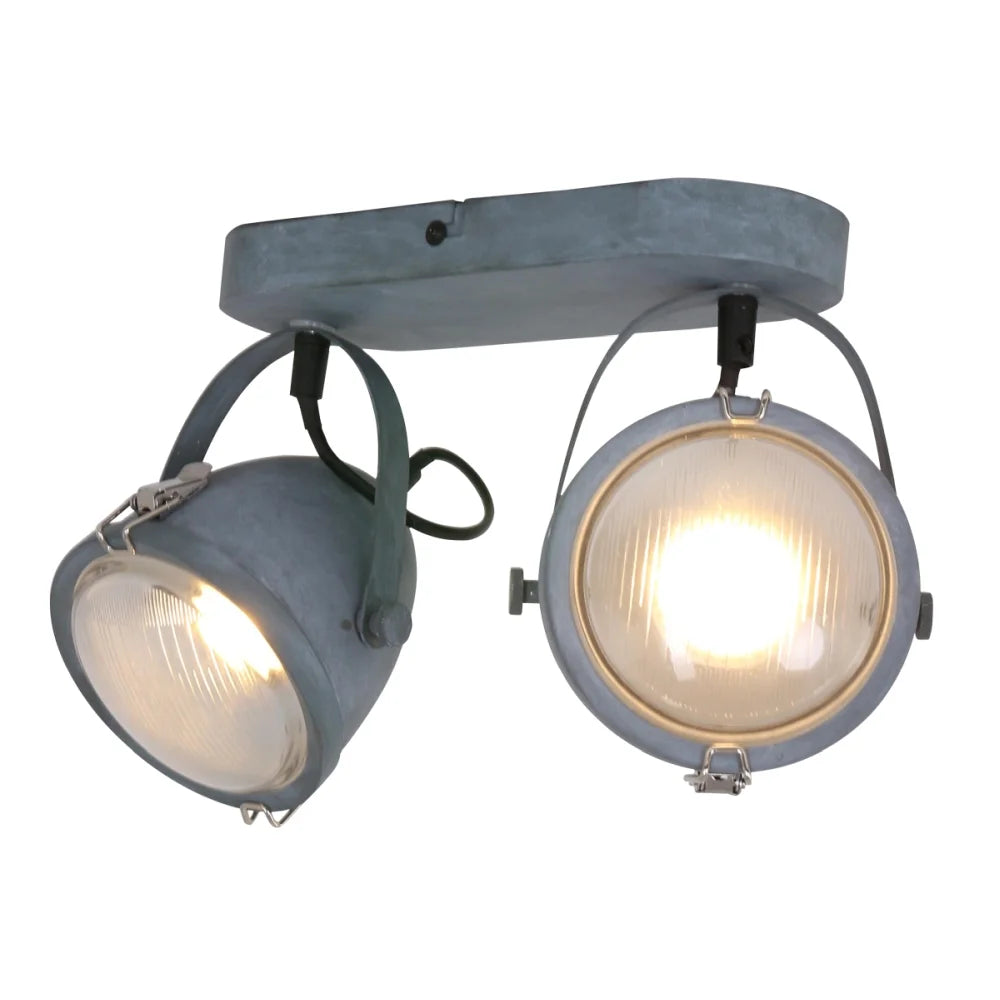 Lampe plafonnier métal gris - 2 lumières - Paco