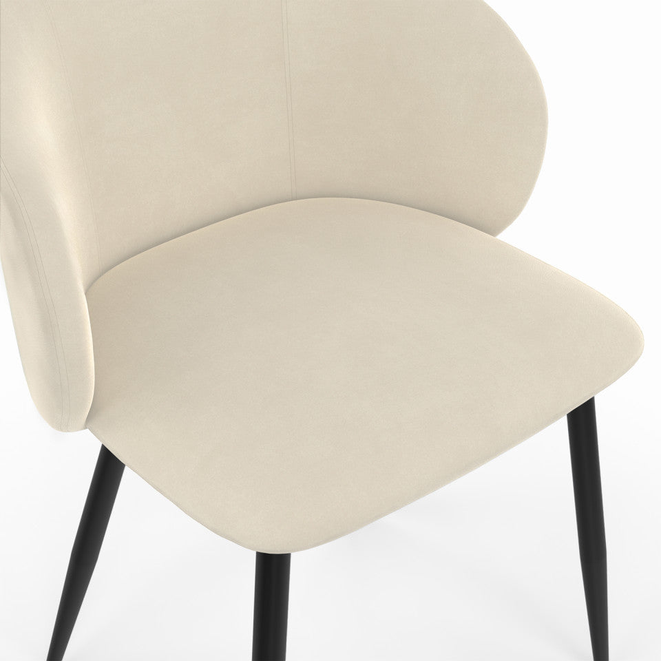 Chaises Léona velours crème pieds métal noirs - lot de 6
