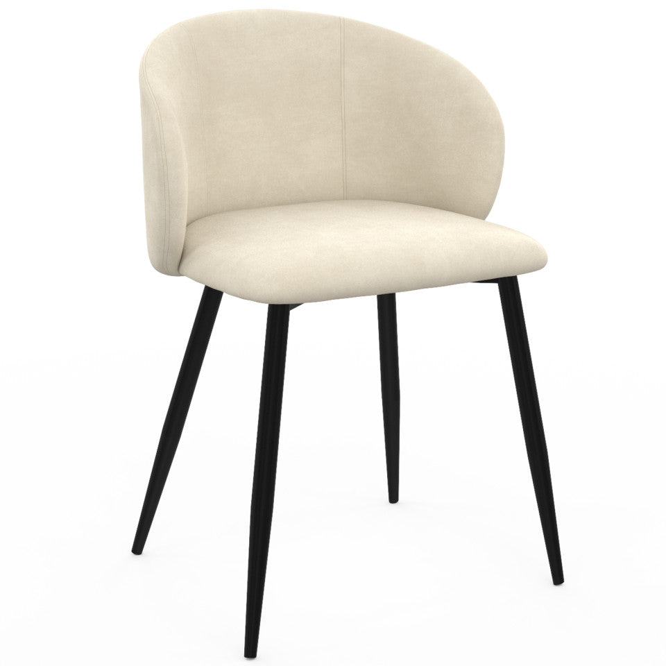 Chaises Léona velours crème pieds métal noirs - lot de 6