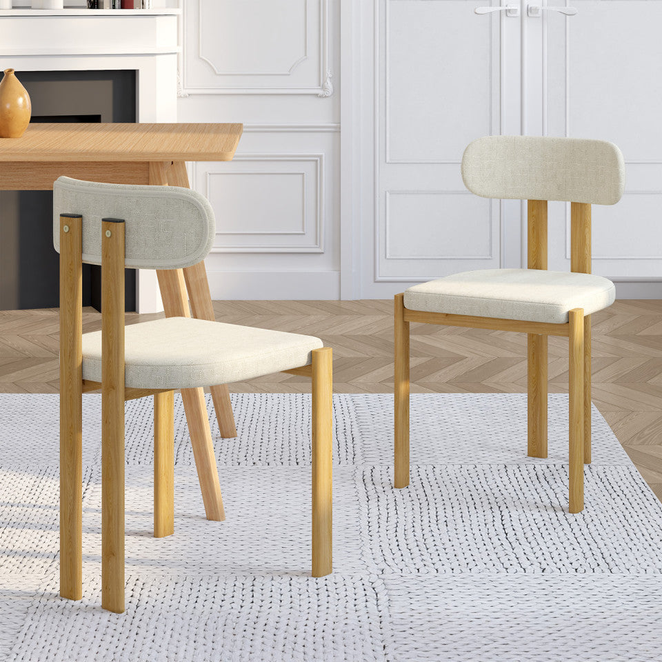 Chaises Elsa en tissu beige et pieds métal - lot de 2