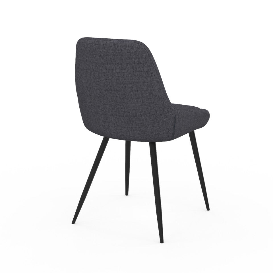 Chaises Ornella assise tissu gris foncé et pieds métal noirs - lot de 2