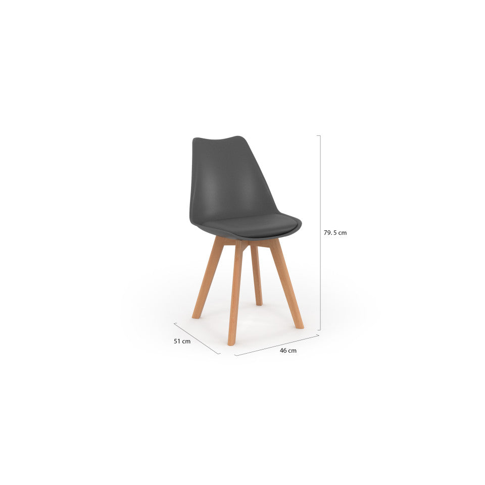 Chaises Nordia gris foncé avec assise matelassée - lot de 6