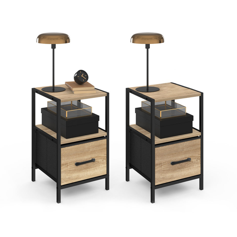 Tables de chevet Iris avec 1 tiroir et 1 niche - lot de 2