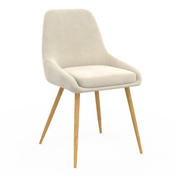 Chaises Olivia velours crème pieds métal effet bois - lot de 6