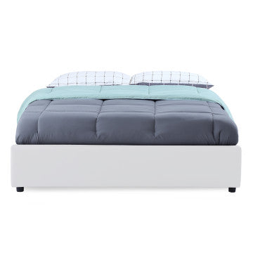 Lit coffre Otto 140x190cm simili cuir blanc